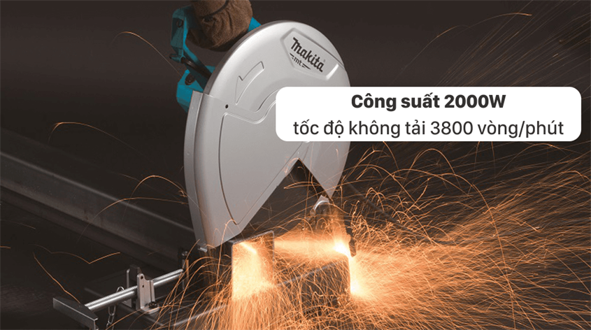 Máy cắt sắt Makita M2401B 2000W có mức công suất 2000W phù hợp để gia công và chế tạo kim loại