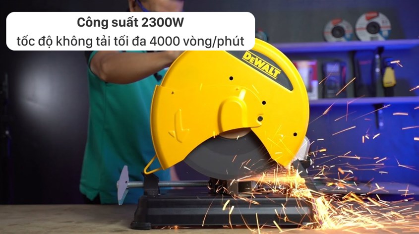 Máy cắt sắt Dewalt D28730-B1 2300W có công suất 2300W và tốc độ không tải tối đa 4000 vòng/phút, giúp cắt kim loại được nhanh hơn Máy cắt sắt Dewalt D28730-B1 2300W có công suất 2300W và tốc độ không tải tối đa 4000 vòng/phút, giúp cắt kim loại được nhanh hơn