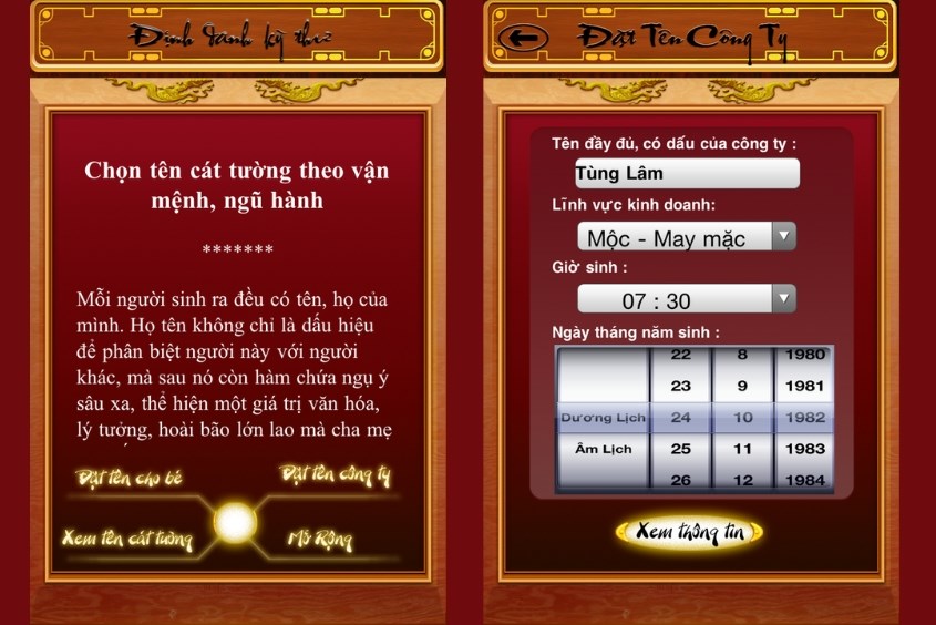 Phần mềm đặt tên cho con Định Danh Kỳ Thư