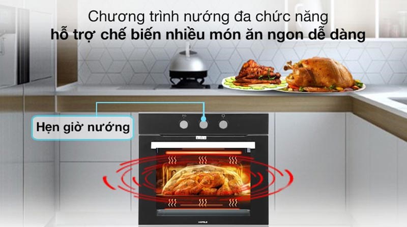 Lò nướng âm Hafele HO-K60B (534.05.581) 65 lít hỗ trợ 8 chức năng nướng tự động và chương trình nướng đa chức năng