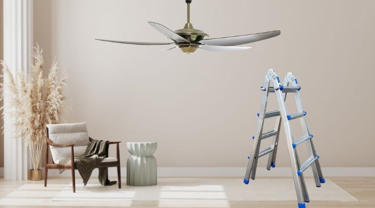 Bạn có thể sử dụng Thang nhôm gấp và rút chữ A 4 x 4 bậc Advindeq AML44W để với tới quạt và tiến hành vệ sinh, bảo dưỡng dễ dàng, ổn định hơn