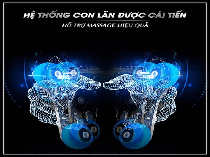 Con lăn massage 5D hiện đại mô phỏng tương tự như hoạt động của bàn tay con người khi massage