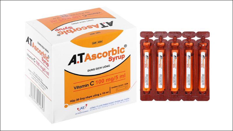 Dung dịch uống A.TAscorbic Syrup bổ sung vitamin C, trị bệnh Scorbut (30 ống x 10ml)