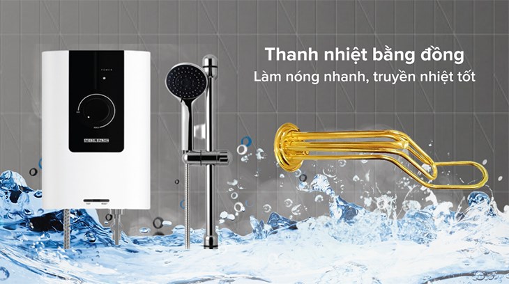 Máy nước nóng trực tiếp Stiebel Eltron 4500W WS 45 EC trang bị thanh nhiệt bằng đồng làm nóng nhanh, truyền nhiệt tốt