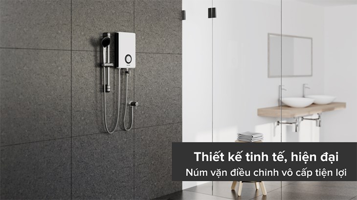 Máy nước nóng trực tiếp Stiebel Eltron 4500W XG 45 EC trang bị núm vặn điều chỉnh vô cấp, dễ dàng điều chỉnh nhiệt độ nước