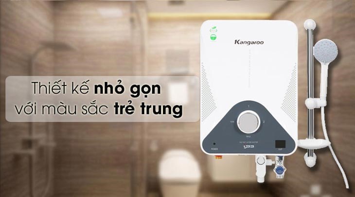 Máy nước nóng trực tiếp Kangaroo 4000W KG589G có thiết kế nhỏ gọn, sang tọng và màu sắc trẻ trung