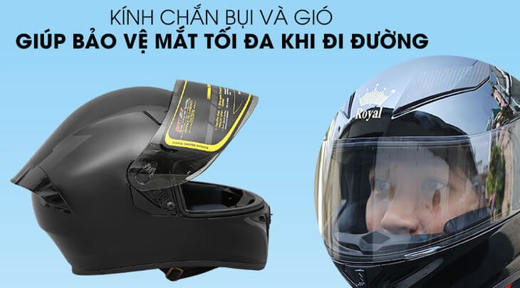Mũ fullface Size XL Royal M138B chắn bụi và gió tốt, giúp bảo vệ mắt khi đi đường xa Mũ fullface Size XL Royal M138B chắn bụi và gió tốt, giúp bảo vệ mắt khi đi đường xa