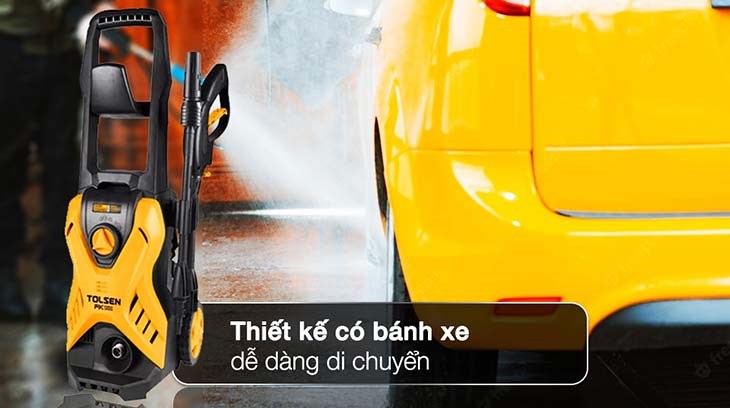 Máy phun xịt rửa áp lực cao Tolsen 79589 1700W có thiết kế nhỏ gọn, dễ dàng di chuyển với bánh xe Máy phun xịt rửa áp lực cao Tolsen 79589 1700W có thiết kế nhỏ gọn, dễ dàng di chuyển với bánh xe