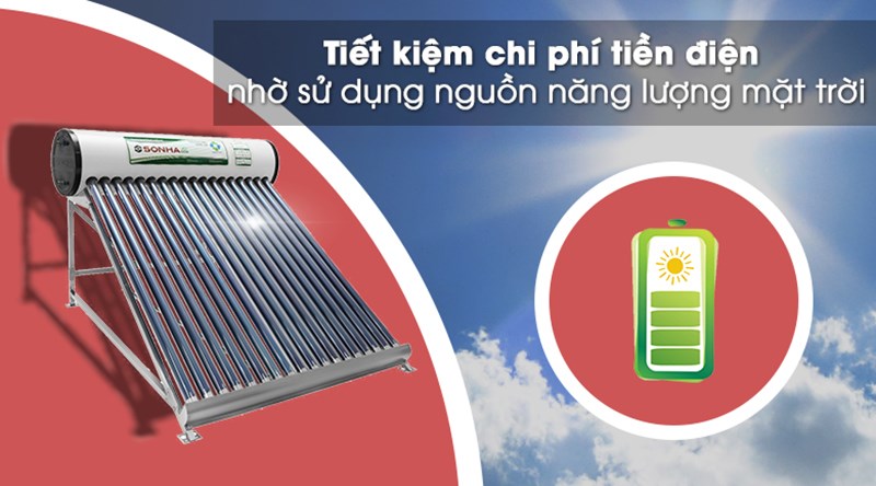 Máy nước nóng năng lượng mặt trời Sơn Hà 180 lít Eco 58-180 giúp làm nóng nước hiệu quả