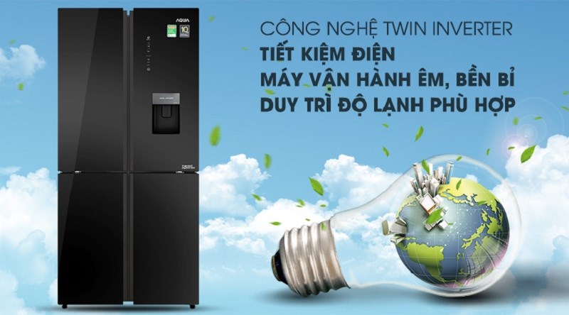 Tủ lạnh Aqua Inverter 456 lít AQR-IGW525EM GB  sở hữu công nghệ tiết kiệm điện hiện đại