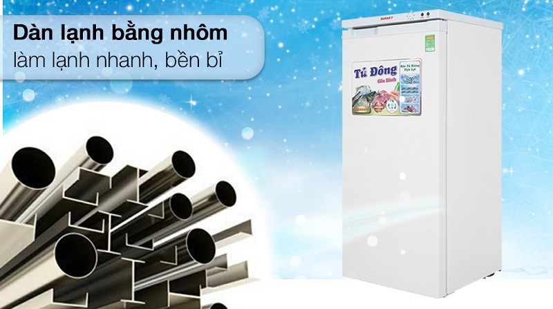Tủ đông Sanaky TD.VH180VD sở hữu dàn lạnh bằng nhôm hoạt động bền bỉ