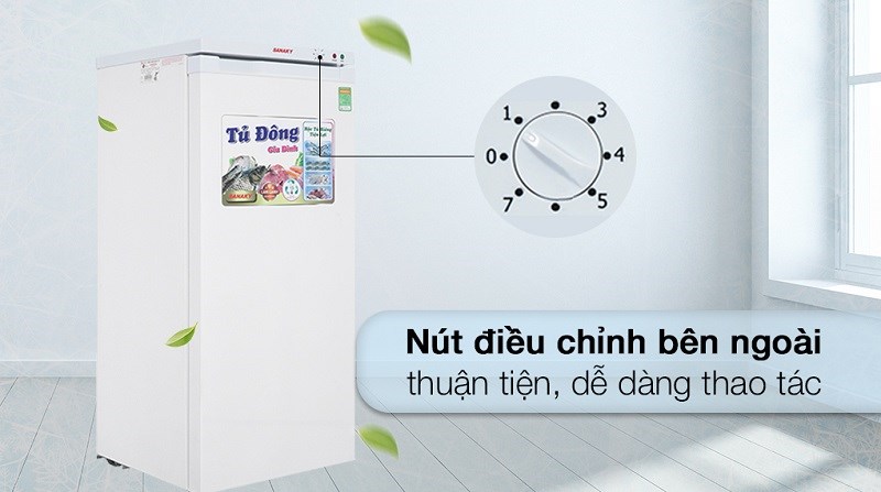 Tủ đông Sanaky 150 lít TD.VH180VD sở hữu nút điều chỉnh bên ngoài thuận tiện