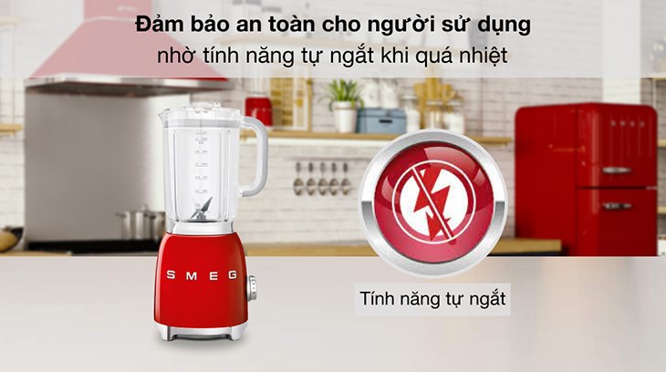 Máy xay sinh tố Smeg BLF01RDEU (535.43.639) được trang bị tính năng tự ngắt khi quá nhiệt thông minh