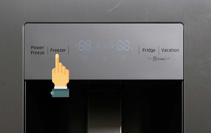 Nhấn nút Freezer để điều chỉnh nhiệt độ ngăn đông