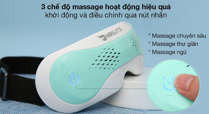 Máy massage mắt HASUTA HME-120 với đa dạng chương trình massage thông minh cùng thao tác điều chỉnh dễ dàng giúp giảm đau nhanh chóng và tiện lợi