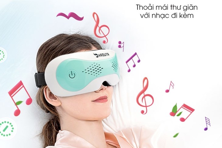Người dùng có thể thoải mái thư giãn với âm nhạc từ chương trình sóng não alpha của máy massage mắt HASUTA