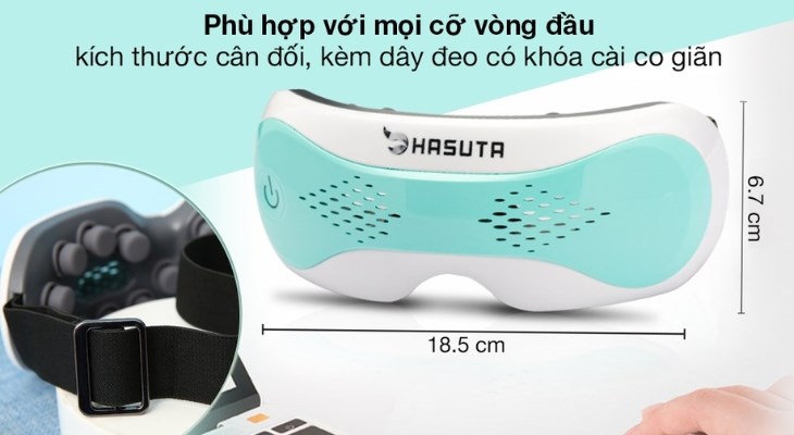 Sở hữu kiểu dáng thời trang cùng khóa cài thông minh, Máy massage mắt HASUTA HME-120 phù hợp với mọi đối tượng người dùng