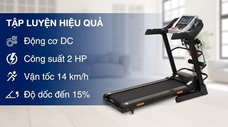 Máy Chạy Bộ Airbike Sport MK-277 có công suất 2.0 HP và có thể sử dụng liên tục trong 2 giờ, đáp ứng được nhu cầu của các thành viên trong gia đình