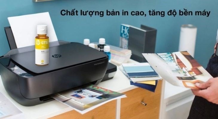 Mực in phun HP GT52 Vàng Original Ink giúp máy in hoạt động năng suất và tiết kiệm điện