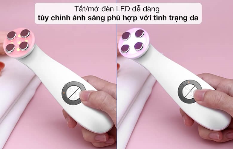 Máy massage mặt K.SKIN KD9900 sở hữu đèn LED giúp người dùng điều chỉnh ánh sáng phù hợp với tình trạng da