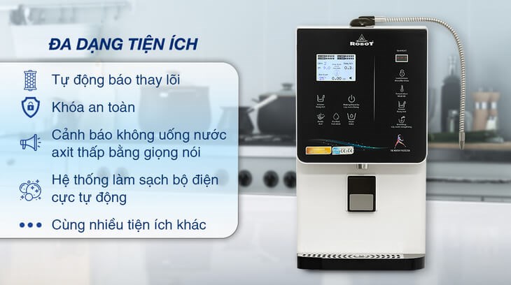 Máy lọc nước điện giải ion kiềm nóng nguội lạnh Robot IonQueen 1113X 4 lõi 11 tấm điện cực sở hữu nhiều tiện ích hiện đại, đảm bảo an toàn cho gia đình bạn