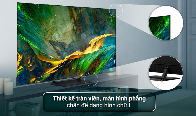 Tivi TCL C735 có kiểu thiết kế tràn viền với màn hình phẳng