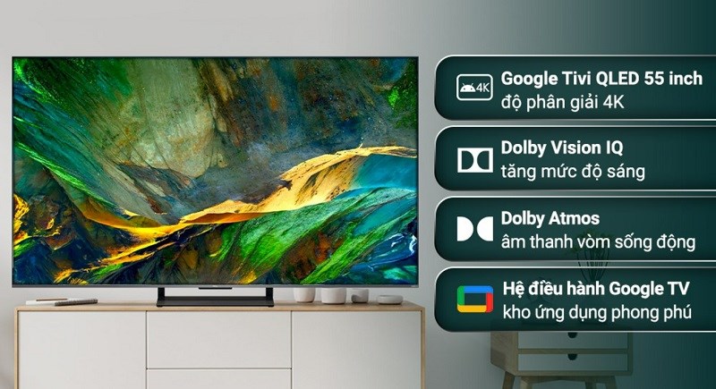 Google Tivi QLED TCL 4K 55 inch 55C735 có giá chưa đến 23 triệu đồng