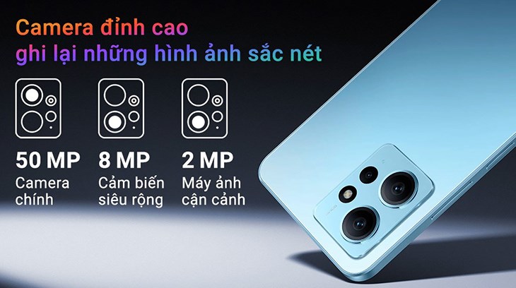 Điện thoại Xiaomi Redmi Note 12 8GB với camera 50 MP cho hình ảnh chi tiết nhất