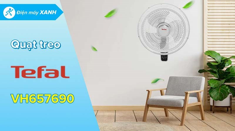 Quạt treo Tefal VH657690 thiết kế đẹp mắt, cánh quạt với đường kính 40 cm