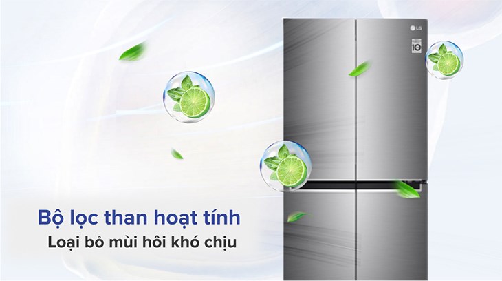 Tủ lạnh LG Inverter 530 lít GR-B53PS sử dụng bộ lọc than hoạt tính kháng khuẩn, khử mùi tối ưu