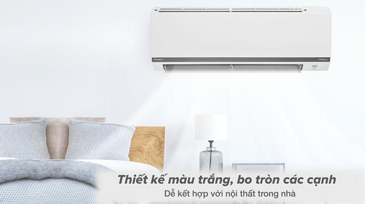 Máy lạnh Daikin Inverter 1 HP FTKB25WMVMV sở hữu lớp vỏ ngoài bằng nhựa trắng, đi kèm thiết kế với các cạnh được bo nhẹ