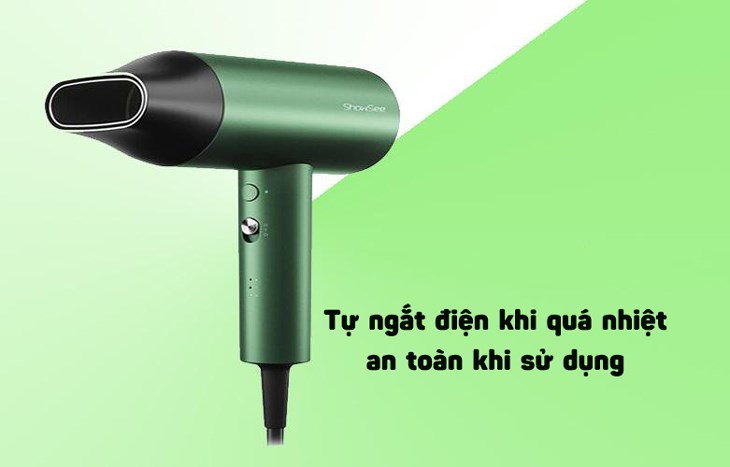 Tính năng tự ngắt khi quá nhiệt trên máy sấy tóc Showsee giúp đảm bảo an toàn cho người dùng và thiết bị