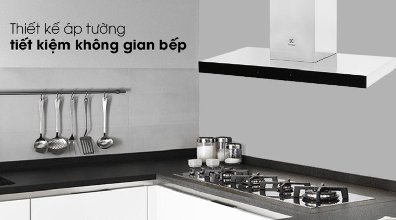 Máy hút mùi áp tường Electrolux LFT769X ó có thiết kế áp tường sang trọng, tiết kiệm không gian bếp