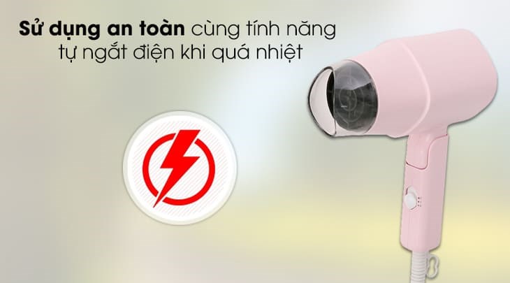 Máy sấy tóc Delites sở hữu tính năng tự ngắt điện khi quá nhiệt, giúp máy giúp kéo dài tuổi thọ cho sản phẩm