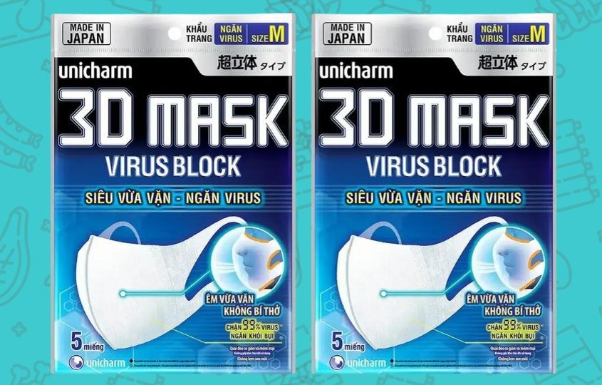 Khẩu trang Unicharm 3D Mask Virus Block phù hợp với mọi lứa tuổi