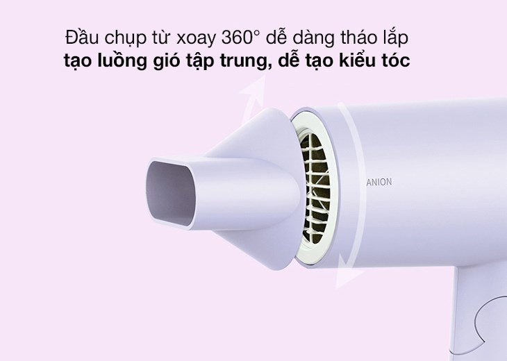 Đầu sấy của máy có thể tháo lắp rất dễ dàng