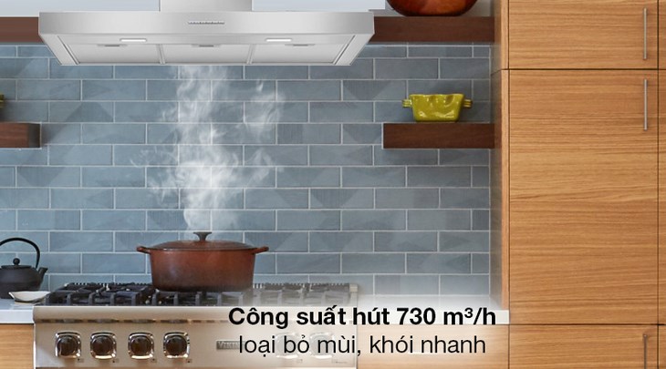 Máy hút mùi áp tường Smeg KBT900XE (536.84.493) có 3 tốc độ hút và 1 mức hút tăng cường, giúp bạn khử mùi nhanh chóng, tối ưu