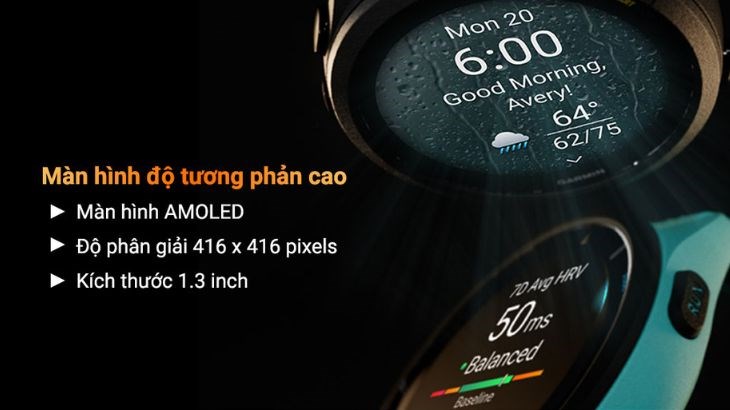 Màn hình đồng hồ Garmin Forerunner 265 hiển thị sắc nét, dễ nhìn