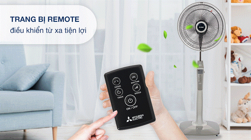 Quạt đứng Mitsubishi Electric LV16-RA SF-GY 47W được trang bị điều khiển từ xa tiện lợi