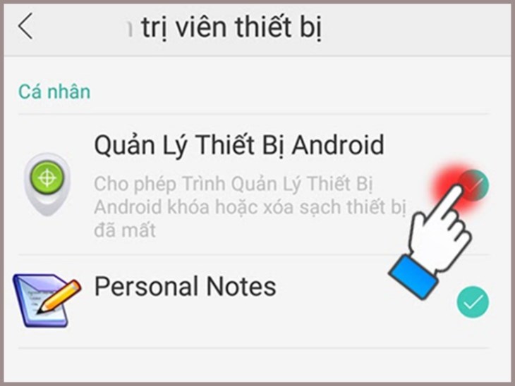 Tích chọn Quản lý thiết bị Android