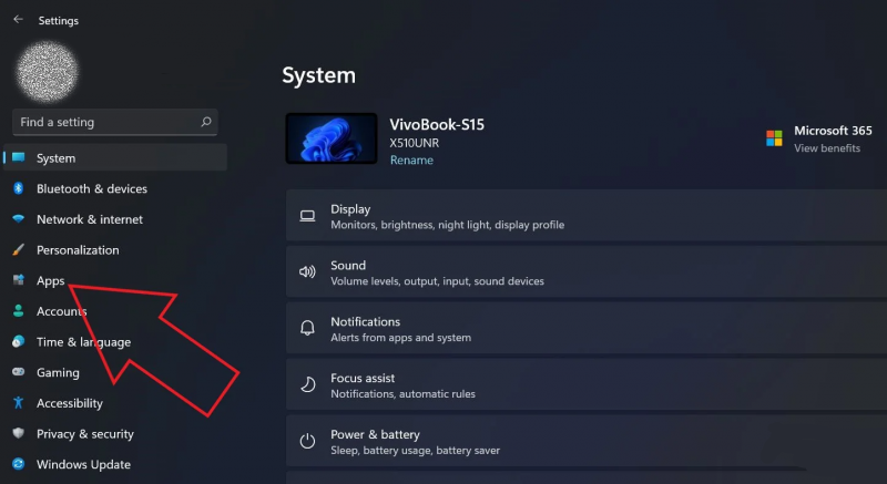 Chọn Start trên thanh Taskbar, sau đó chọn Settings và tìm Apps trong cột bên trái