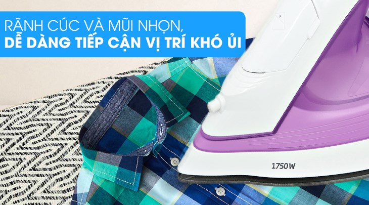 Bàn ủi hơi nước Beko SIM3617 1750W có rãnh cúc và mũi nhọn, dễ dàng ủi hàng cúc áo và cổ áo phẳng nhanh chóng Bàn ủi hơi nước Beko SIM3617 1750W có rãnh cúc và mũi nhọn, dễ dàng ủi hàng cúc áo và cổ áo phẳng nhanh chóng