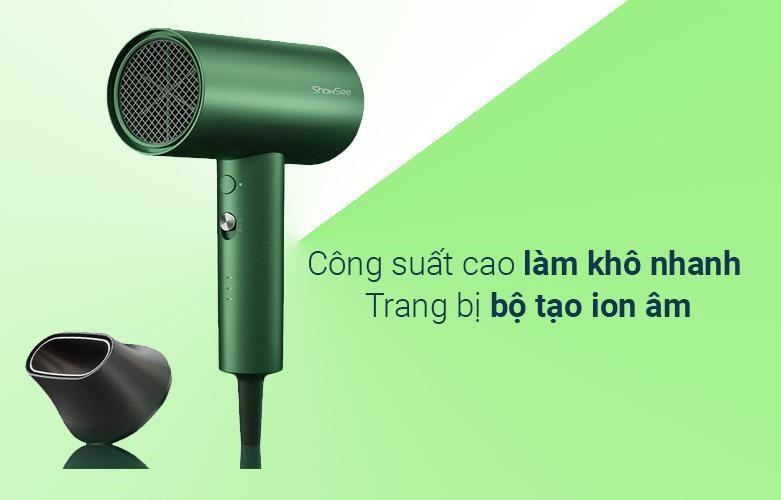 Chế độ sấy ion trên máy sấy tóc 1800W Showsee A5-G, giúp làm mượt tóc và giảm thiểu hư tổn 