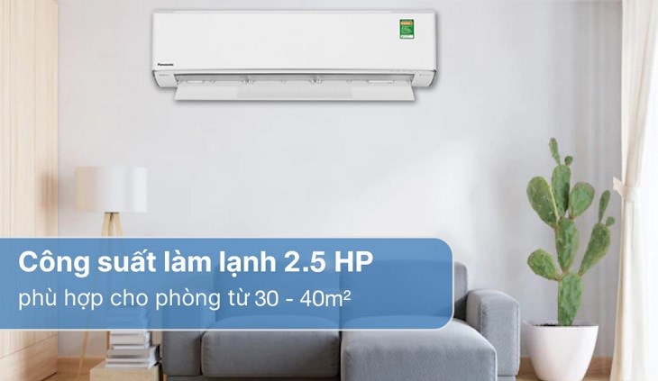 Máy lạnh Panasonic Inverter 2.5 HP CU/CS-XU24ZKH-8 có khả năng làm mát trong căn phòng rộng từ 30 - 40m²