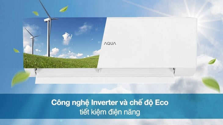 Máy lạnh Aqua Inverter 1.5 HP AQA-RV13QA có khả-năng tiết-kiệm đáng kể nhờ sử-dụng công-nghệ Inverter và cơ chế ECO