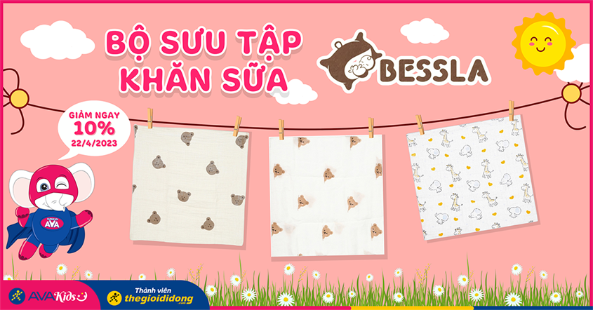 Bộ sưu tập khăn sữa BESSLA mới cho mẹ và bé giảm 10%