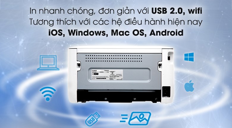 Máy in Canon LBP6030W hỗ trợ kết nối Wifi tiện dụng khi in ấn