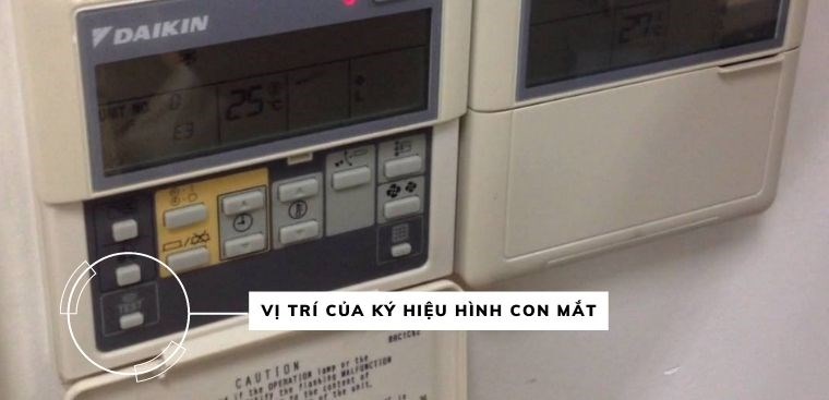 Vị trí của ký hiệu hình con mắt trên bảng điều khiển