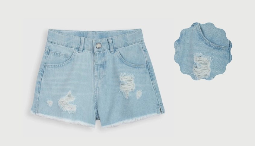 Quần short bé gái Canifa 1BS21C004-SJ645 màu xanh jeans nhạt