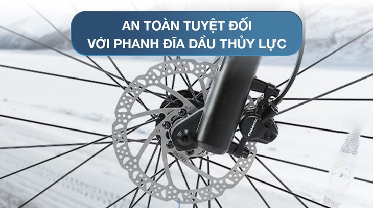 Xe đạp địa hình MTB Pacific Carmeron 5.0 27.5 inch sở hữu hệ thống phanh đĩa nhanh nhạy, giúp kiểm soát tốc độ dễ dàng